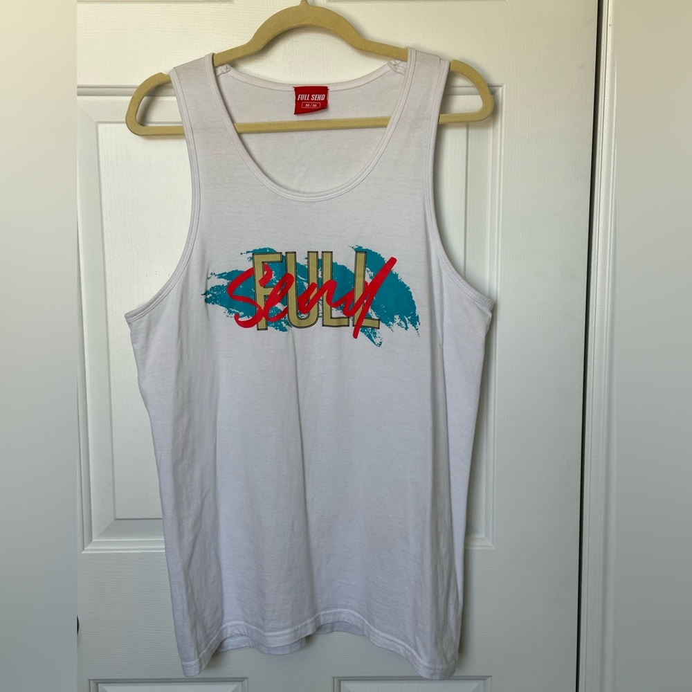 Nelk Boys “Full Send” White Muscle Tank W/ Retro Style Design